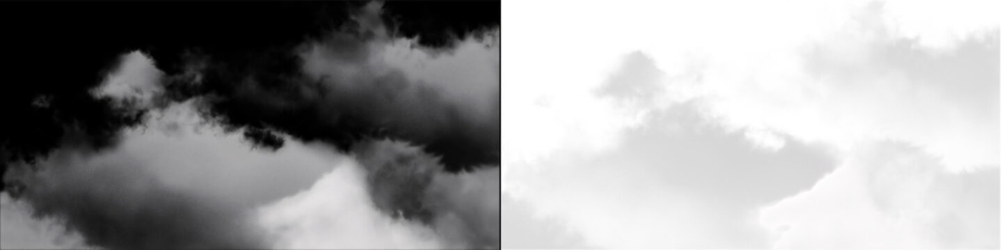 Classic gray smoke plumes rising and blending into transparent air for industrial or steam engine simulations.