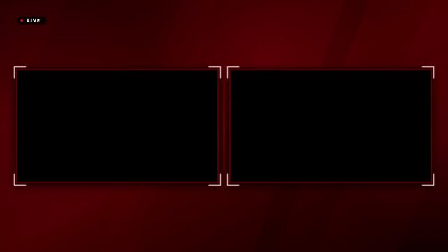 Sleek streaming interface with two black screen placeholders and a dark red gradient background