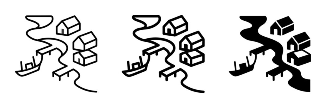 Minimalist parcel delivery icons, package shipping symbols, line and solid styles, vector graphics