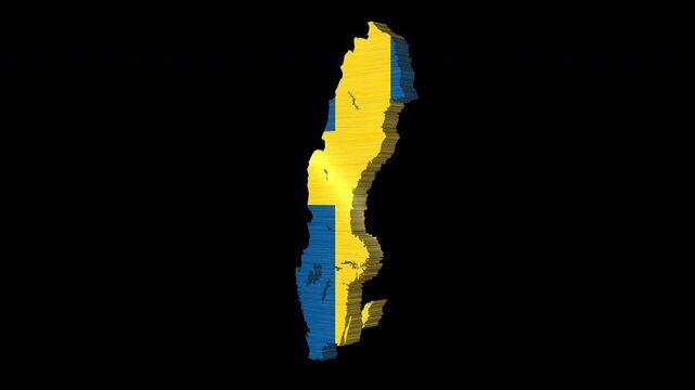 Sweden 3D Rotating Flag Map Alpha Channel Loop
