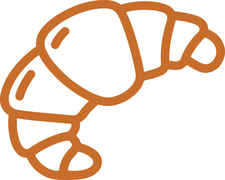 A minimalist line art illustration of a croissant pastry