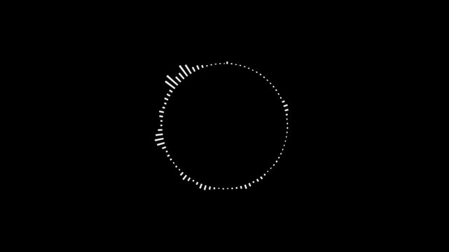Audio spectrum simulation for music.A graphic circular loop of rhythmic audio frequency sound waves. Abstract a beautiful circle music equalizer, Player audio wave animation. circle music equalize.