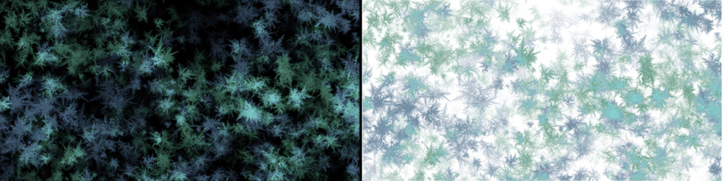 Abstract frozen ice crystals pattern on black background for digital overlay effects and seasonal winter design.