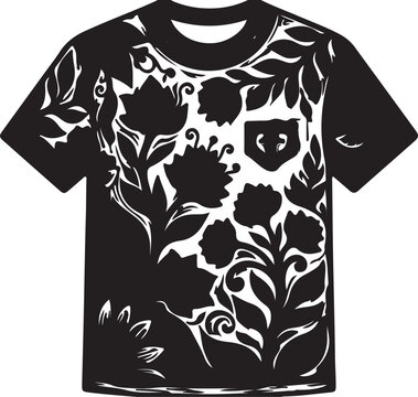 T shirt design with floral print on a stylish casual clothing template