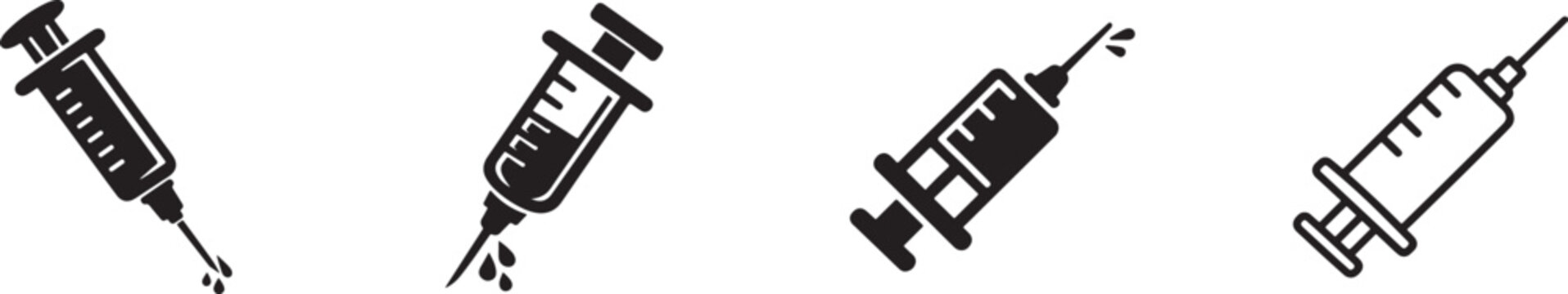 Injection icon vector sign for healthcare, vaccination, medical treatment, and hospital UI.