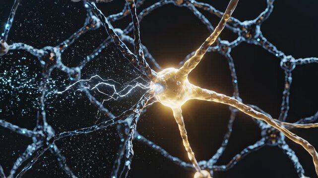 Neural network connection with light burst symbolizing conceptual art and dynamic energy