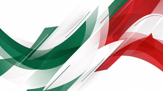 AI generated abstract dynamic background with green red and white fluid flowing lines