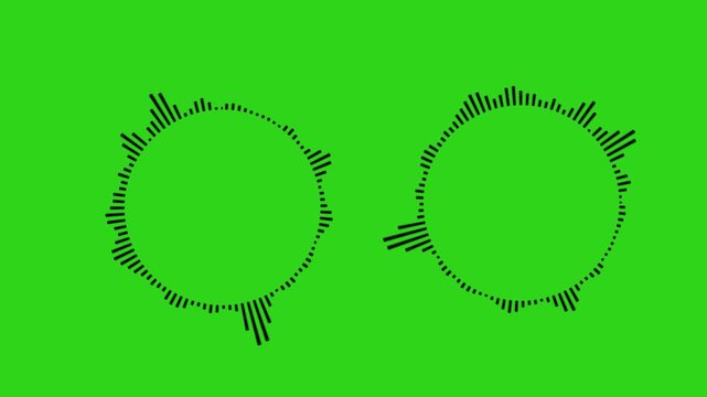 Circular audio visualizer spectrum animation, line digital minimalist voice Audio Equalizer Background Animation. A set of interface elements in the form of a circle. spectrum animation template .