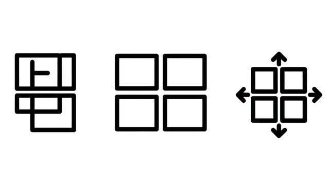 Data management and grid distribution system icons with management distribution structure organization information connection directional planning geometry interface arrangement integration