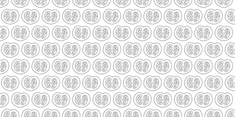 Fototapeta premium Seamless pattern with sliced tomatoes Fresh cut vegetable texture for food packaging, restaurant menu and kitchen design Flat vector illustration isolated on white background