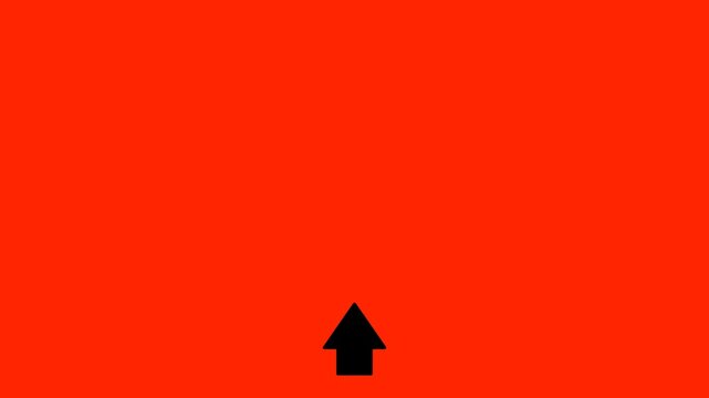 Animated white arrow icon pointing and swiping up on a red background, suitable for buttons or signals.