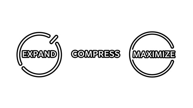 Data processing operations expand compress maximize icons with compress maximize processing software interface computing optimization management adjustment compression application operation