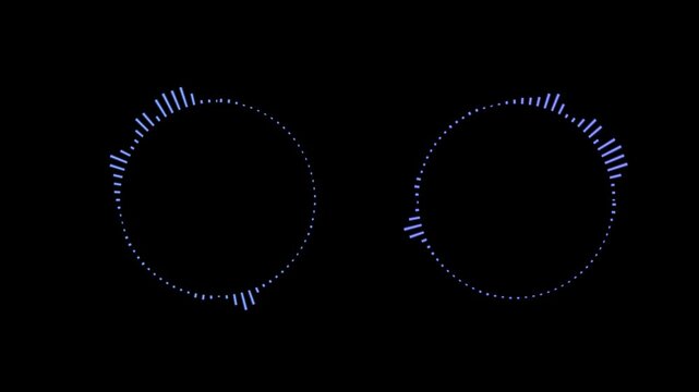 Circular audio visualizer spectrum animation. Load, wait, download. Rounded lines in a circle.  circle equalizer music beat wave animation loop on transparent background.