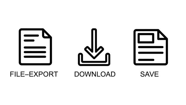 File export download and save document icons with download document interface isolated transfer management retrieval function navigation computer pictogram minimalist standard business