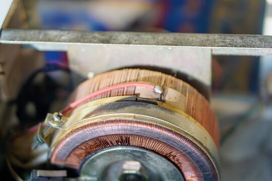 Copper coil component inside an automatic voltage regulator or servo stabilizer device.