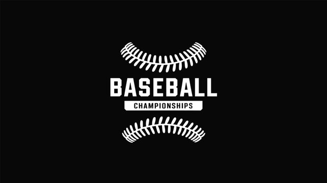 Professional minimalist white baseball championship logo featuring bold block lettering and ball stitching on a black background.