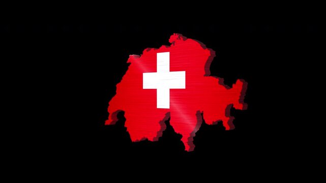 Switzerland 3D Rotating Flag Map Alpha Channel Loop