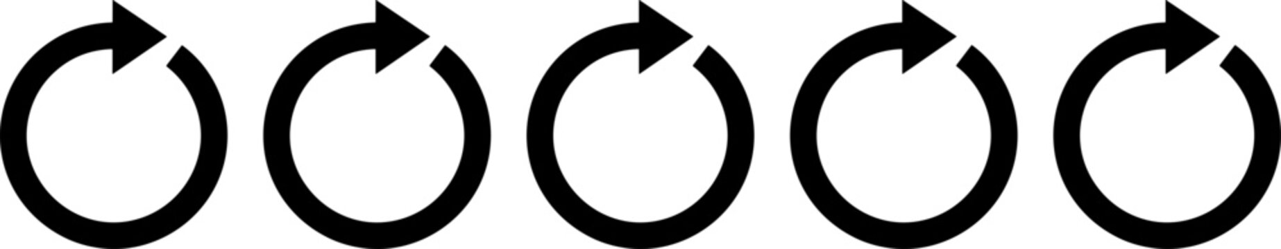 Circular Refresh Arrow Icon Collection Featuring Minimal Black Rotation Symbols for Reload, Sync, Update and Repeat Action Concepts