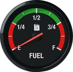 Fototapeta premium Realistic Fuel Gauge Dashboard Icon Displaying Empty and Full Levels for Automotive Monitoring and Vehicle Instrument Panel Design