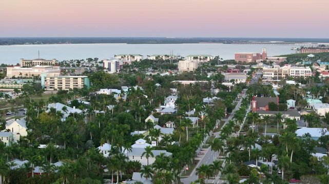 Punta Gorda, Florida. Historic American architecture of old coastal city. USA Southern cityscape.