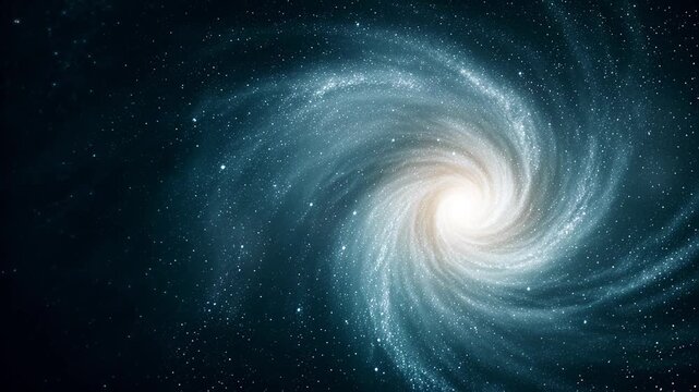 Majestic spiral galaxy spinning in the vastness of space. Swirling arms of stars, gas, and cosmic dust rotate around a bright galactic core