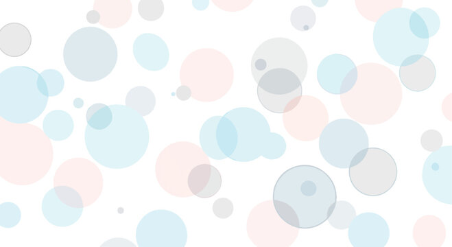 Pastel colored translucent bubbles floating on white background, soft pink blue and grey orbs for creative design