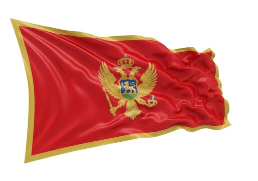 Waving flag of montenegro isolated on white background