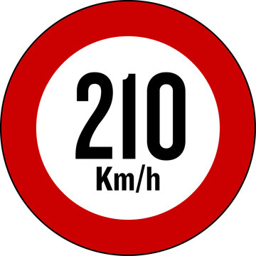 Speed Limit 210 km Sign
