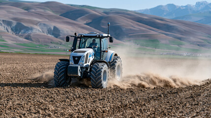 Obraz premium Autonomous tractor executing programmed 4