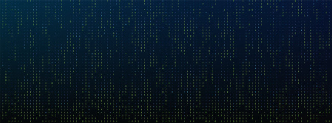 Binary Rain, Matrix Code Rain, Matrix Data Rain. Futuristic Digital Background With Glowing Binary Code And Matrix Rain Effect. © Taras