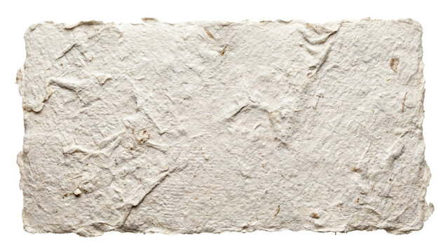Recycled handmade paper texture with deckle edges isolated on transparent background png for craft designs and mockup.