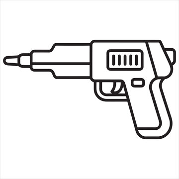 Line drawing of a stun gun with trigger and battery compartment