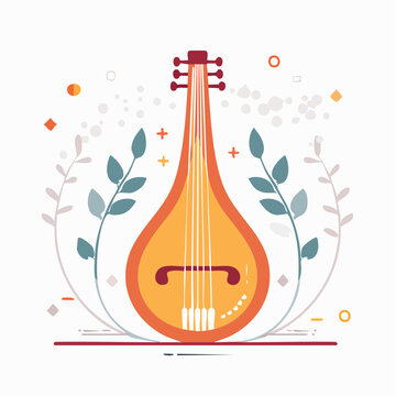 Illustration of a Lute-like Stringed Musical Instrument with Decorative Elements