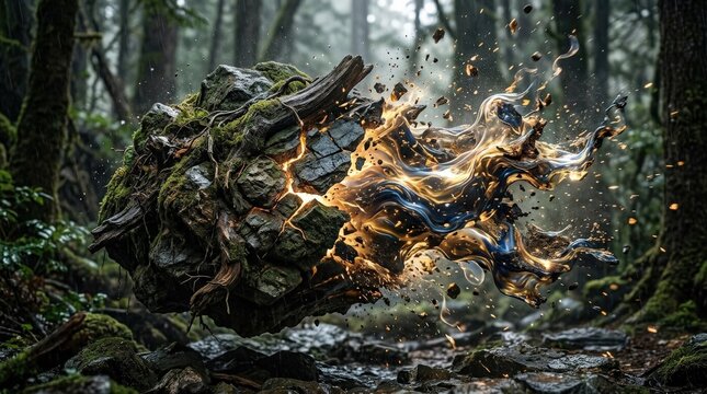 A transformed object or surface in mid-transition, dynamic textures, evolving form and visual tension expressing adaptation, change and release, ultra-realistic, no logos.