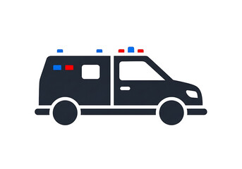 Fototapeta premium Minimal solid glyph icon of emergency rescue ambulance isolated on transparent background.