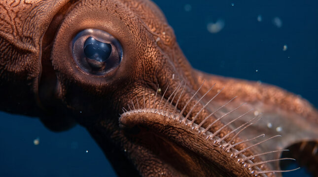 Macro Detail of Vampire Squid Eye Underwater