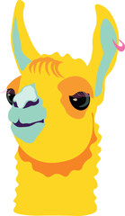 Cute cartoon yellow llama head for kids design and stickers © Юля Люта