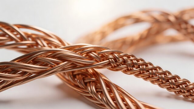 Closeup of braided copper wires