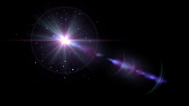 sun light rays with patel colors lens flare alpha channel animation, fairy aqua blue and pink lights isolated overlay social media morion design element