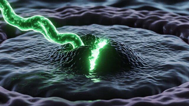 Microscopic view of cell and pathogen symbolizing advanced medical research and clinical care