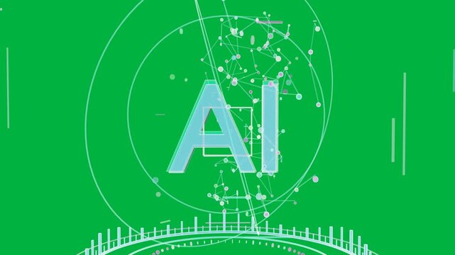 Cyan oval popping, starting AI scaling, orbiting rings forming tree to show data on transparent bg