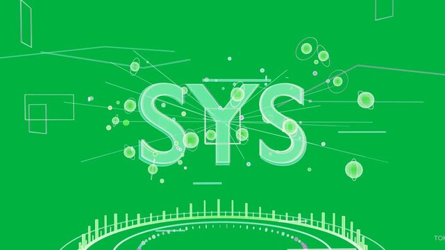 Emerging SYS, nodes orbiting and rings pulsing to reveal VECTOR CACHE, TOKEN FLOW on transparent BG