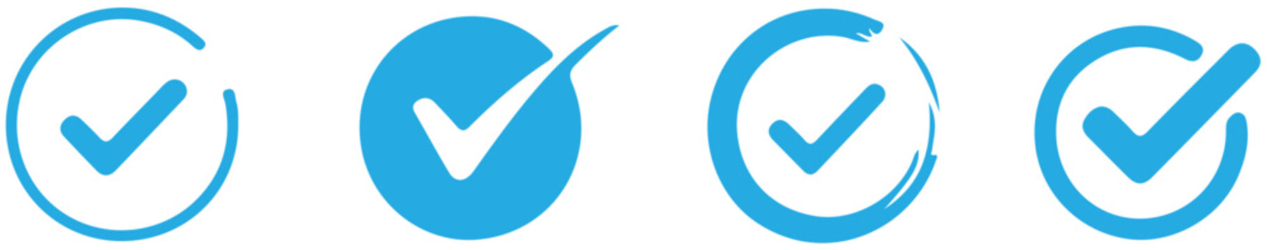 blue check mark collection. for approval, verification, verified mark sign. vector illustration
