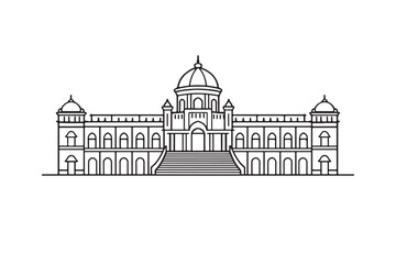 Obraz premium Line art vector of Ahsan Manjil Pink Palace Dhaka Bangladesh for tourism poster and architecture design