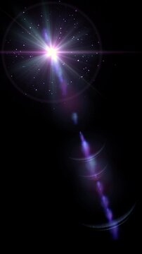 sun light rays with patel colors lens flare alpha channel animation, fairy aqua blue and pink lights isolated overlay vertical social media morion design element