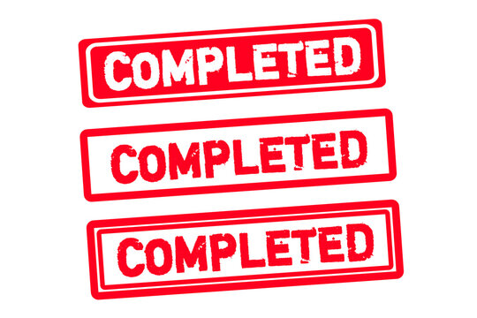 Completed Rubber Stamp Vector Set &ndash; Grunge Finished Status Badge Collection for Business, Office and Project Management