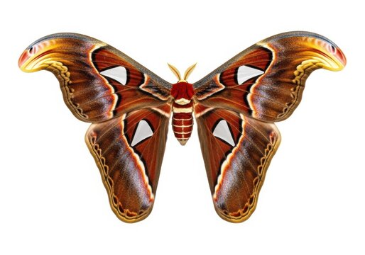 Attacus atlas moth isolated on white background