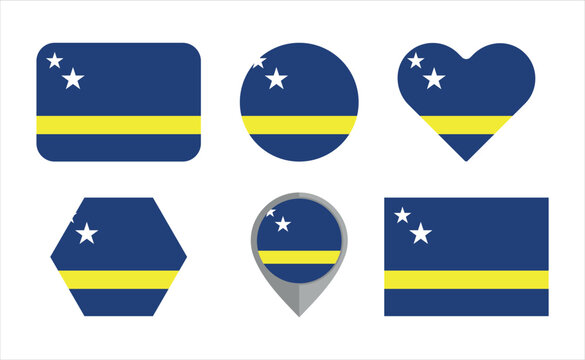 cura&ccedil;ao flag icon set for travel apps, map markers and patriotic vector country symbol collection