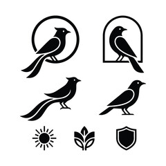 Fototapeta premium Bird icons in circle and arch window set
