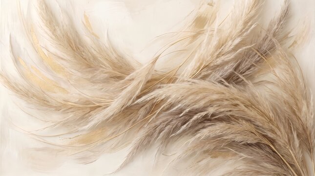 Elegant Botanical Pampas Abstract Neutral Wall Art
